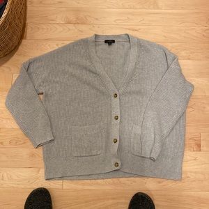 J crew cotton cashmere medium cardigan gray, EUC